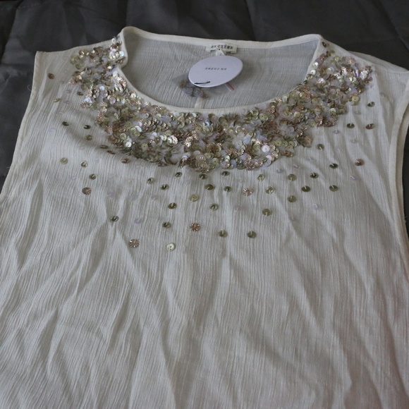 Sheer Tank With Sequin Neckline - Picture 2 of 8